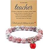 Mwphuy Teacher Appreciation Gifts for Women Beaded Bracelet Jewelry with Gift Card Thank You Gifts for New Teacher Bracelet from Student Teachers Day Graduation Back to School Gift for Teachers