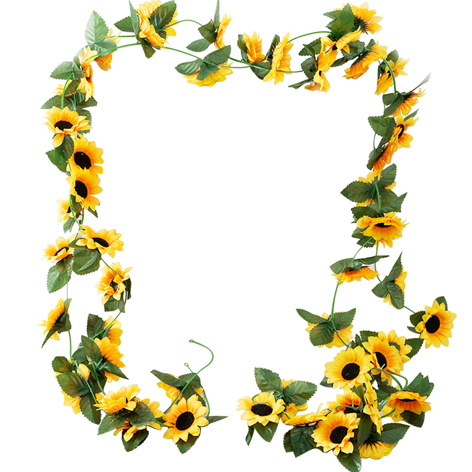 Woohome 5 Pack Artificial Sunflowers Hanging Vine, Artificial Sunflower Garland, Hanging Sunflower Garland, Fake Silk Sunflower Vines Garland for DIY Wreath, Home Party Garden Decorate