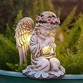 Sharita Praying Angels Figurine,Solar Garden Angel Statues, Waterproof Kneeling Angel Sculpture, Outdoor Decor Ornament for Patio Lawn Yard Balcony, Garden Gift