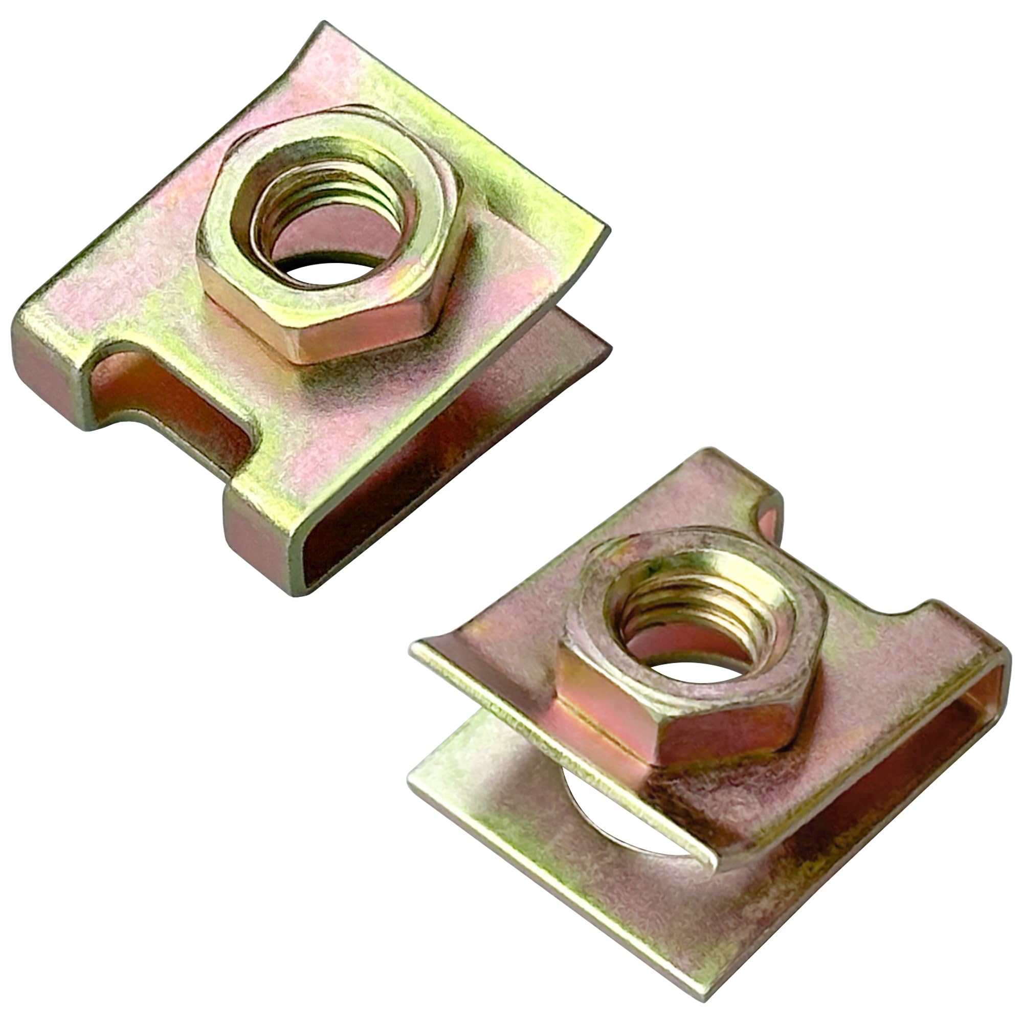 20 PCS Clip-On Nuts,U Shapes Nut Clamps Metal Clips Screw Bases for M6 Bolts