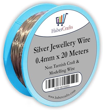 Habercrafts 0.4mm Silver Jewellery Wire 20 Meters 26 Gauge Brass Core