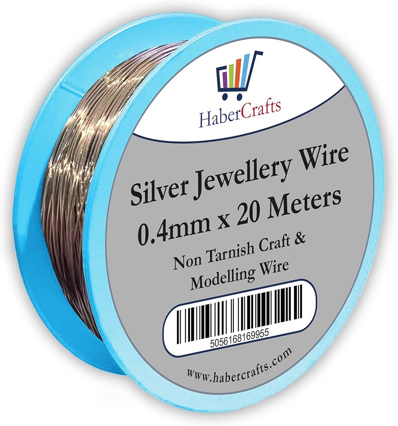 Habercrafts 0.4mm Silver Jewellery Wire 20 Meters 26 Gauge Brass Core