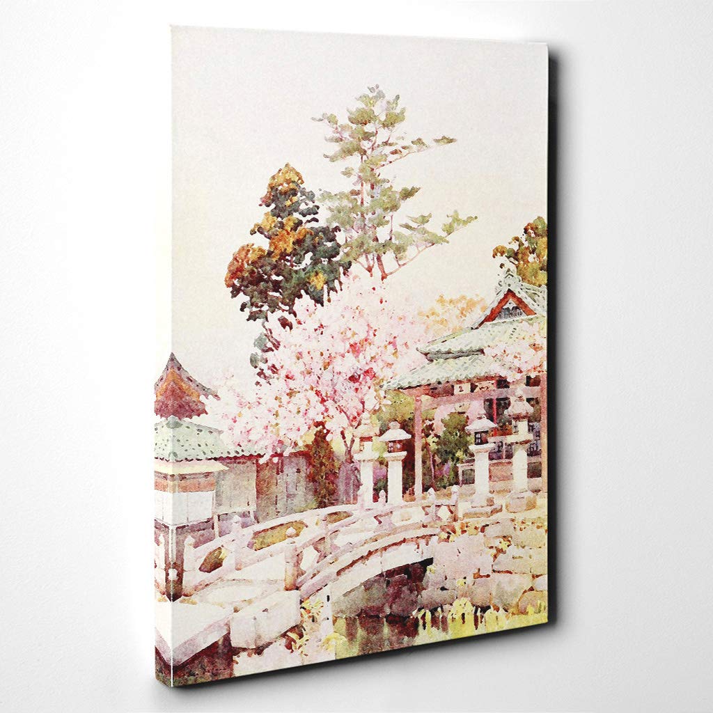 Ella Du Cane Japanese Oriental A Shrine at Kyomidzu Canvas Print | Gallery Wrapped 30mm Frame Wall Art | 20x14 inches | Ready to Hang | Asian Picture | Living Room Bedroom Lounge Office
