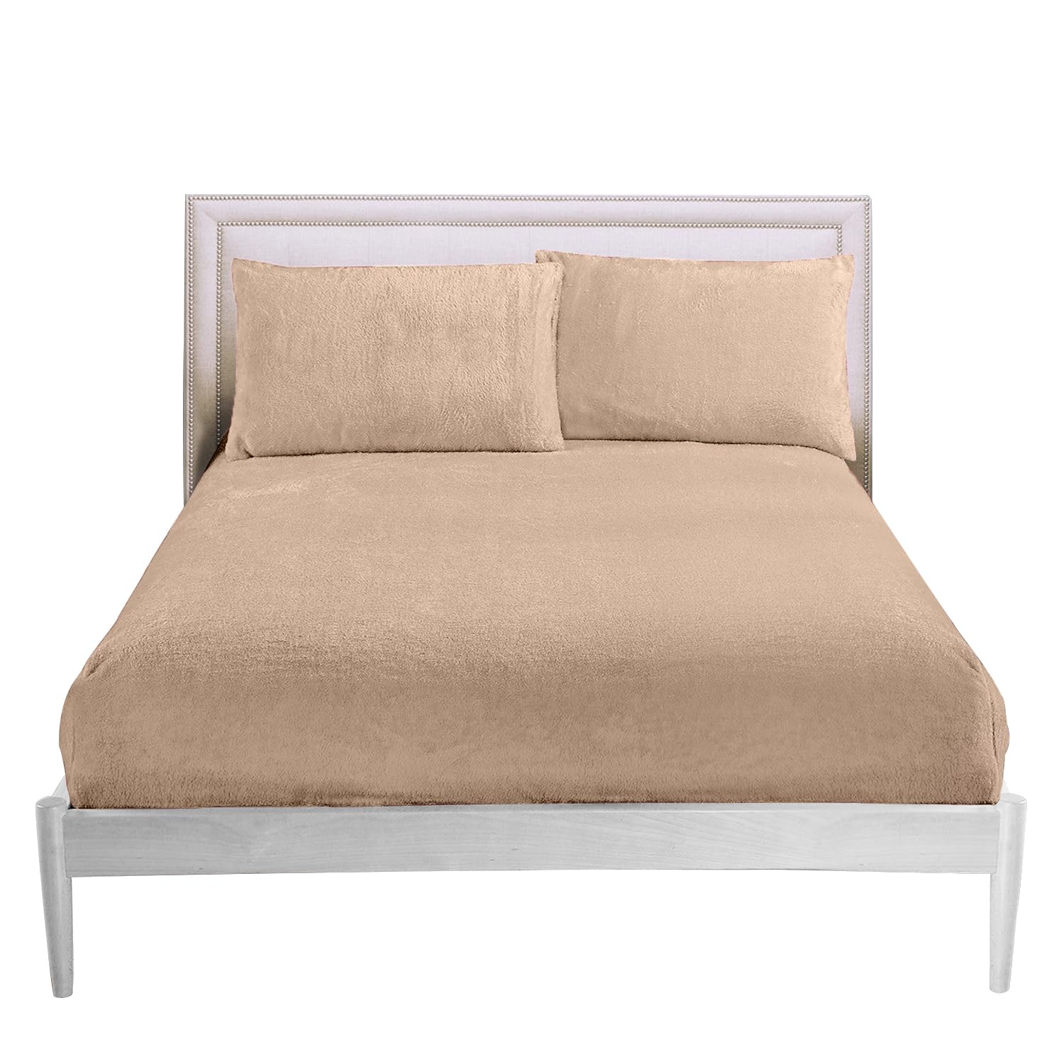 GC GAVENO CAVAILIA Fitted Sheet King Size - Soft Teddy Fleece Bedding Winter - Warm Fluffy Anti-Allergy Polyester Bed Sheet (152x203 cm) - Easy Care 25cm Deep Fleece Fitted Sheets King Size,Mink — image 1