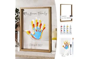 Kaciola Family Handprint Kit, DIY Newborn Keepsake Frame, Baby Hand and Footprint Kit, Unique New Baby Gift for Mothers Day Crafts Anniversary (Brown)