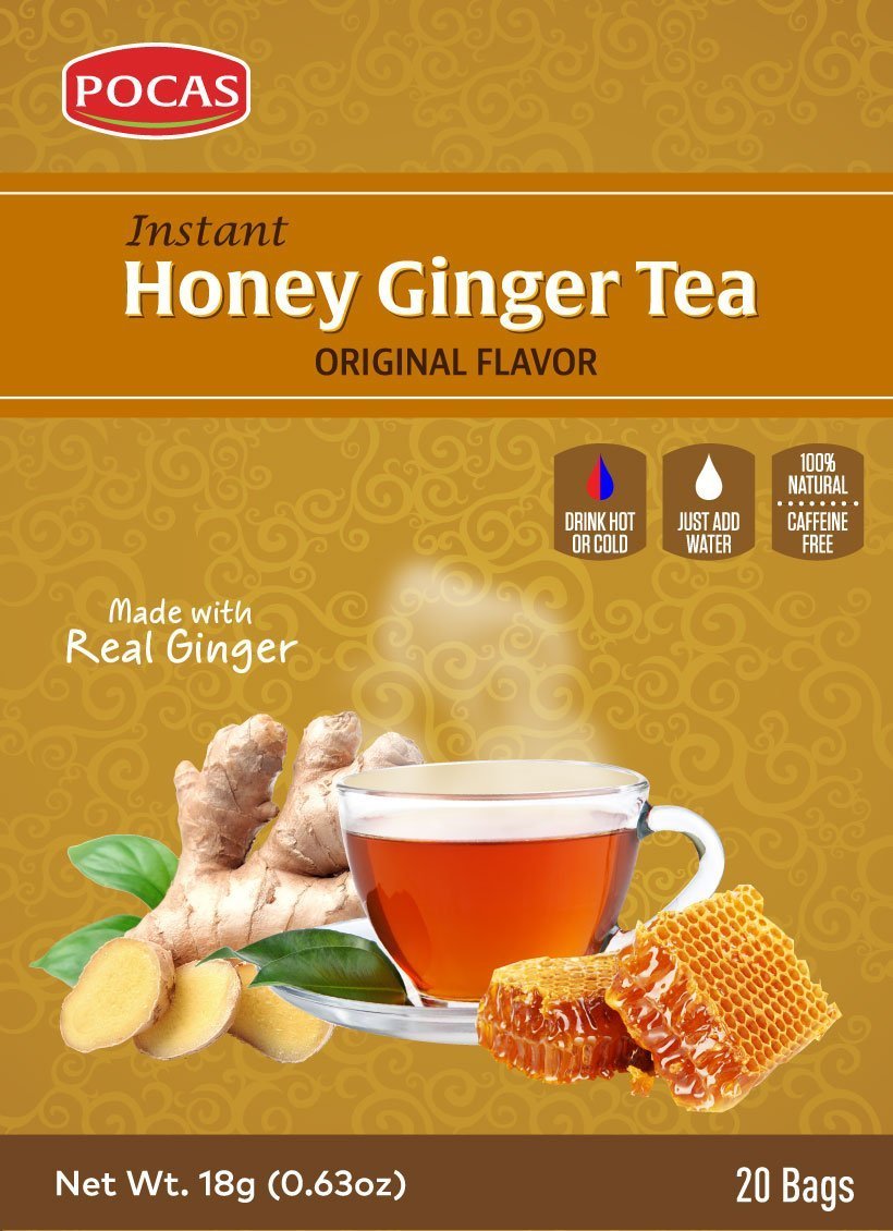 Pocas Instant Honey Ginger Tea with Lemon, 20 bags