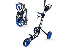 Qwik-Fold 3-Wheel Golf Push Cart with Foot Brake – 1-Second Fold & Unfold Trolley, Lightweight Aluminum Frame, Adjustable Handle, Smooth Ball-Bearing Wheels, Umbrella Holder & Storage