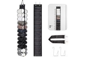 SRTXJUZD Legging Organizers And Storage, Behind the Door Storage Organizer, Clothes Closets Roll Holder Hanging, 24 Compartment Organizer, Space Saving, for Yoga, Shirts, Pants, Towels (24 Compartments, Black)