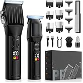 Professional Hair Clippers for Men Cordless Trimmers Kit with LED Display Electric Beard Trimmer for Kid Cordless Beards Trimmer Haircut Grooming Kit Gift for Men Women Barber Kids (Black)
