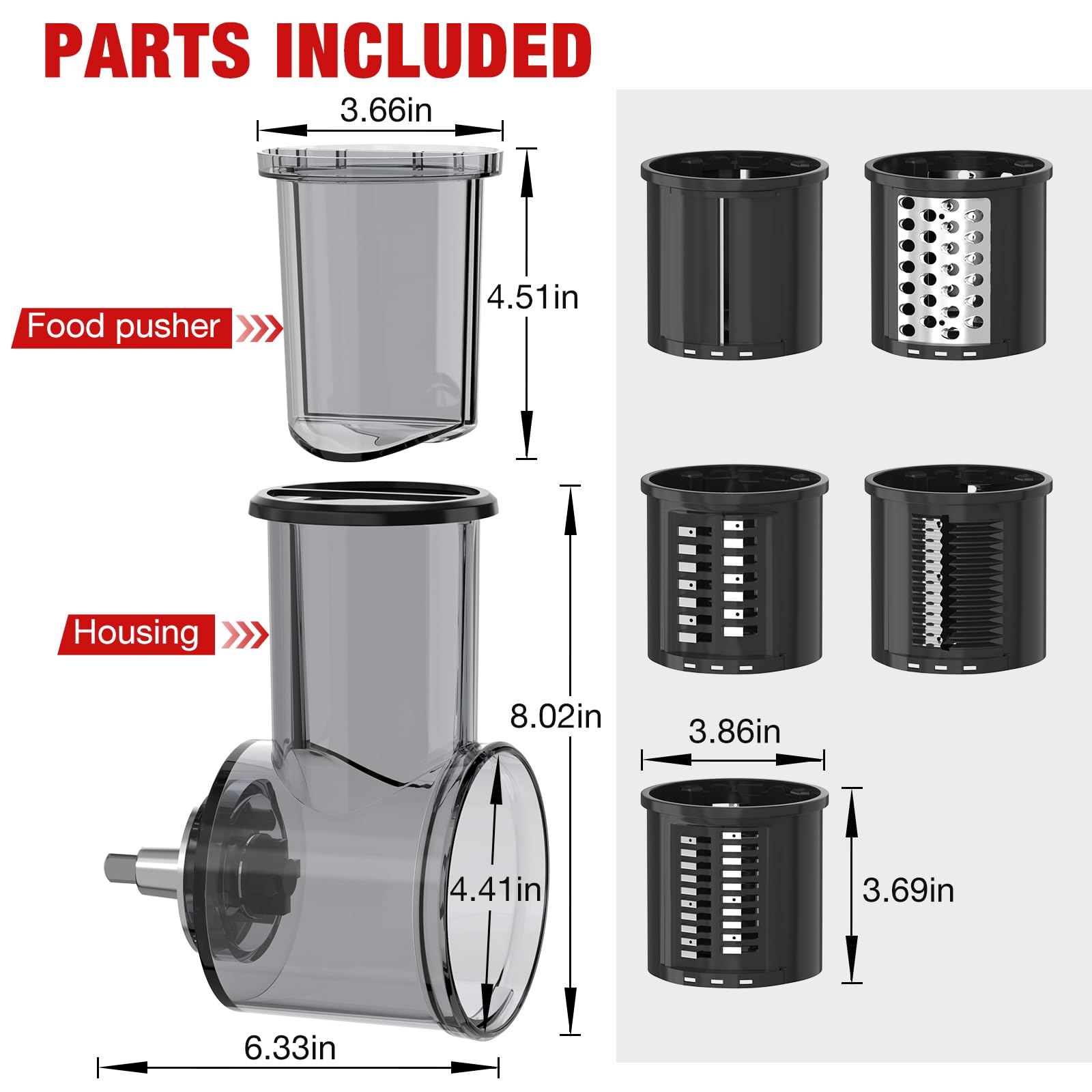 Slicer Shredder Attachment for KitchenAid Stand Mixer with 5 Blades, Cheese Grater Attachment, Fresh Prep Slicer, Bigger Vegetable Salad Maker Accessories for Kitchenaid