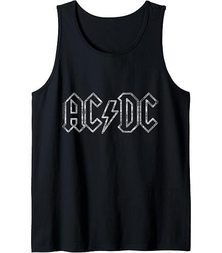 Official AC/DC Distressed Red Logo Band Vintage Roll Tank Top : Clothing, Shoes & Jewelry