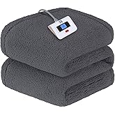 Sealy Electric Blanket Full Size, Soft Sherpa Heated Blanket Single Control with 10 Heating Levels & 1 to 12 Hours Auto-Off Settings Over-Heated Protection 80"x84" Machine Washable, Dark Grey