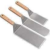 Metal Spatula Barbecue Tool Set - Stainless Steel Pancake Turner and Griddle Flipper Scraper 4x8 inch Oversized Hamburger Tur
