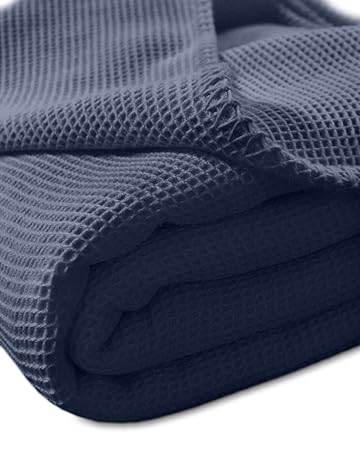 Kneer Waffelpique Decke Baumwolle Marine 150 cm x 210 cm