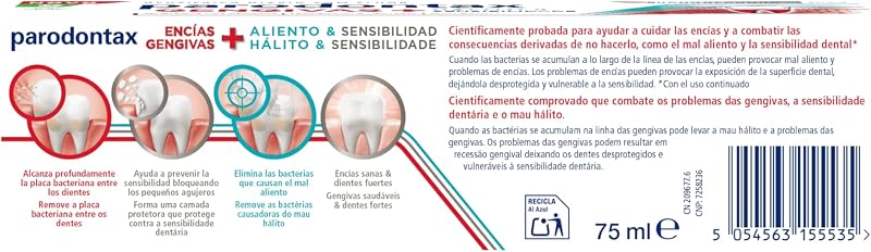 Encías + Aliento Blanqueante, Pasta Dental, 75 ml