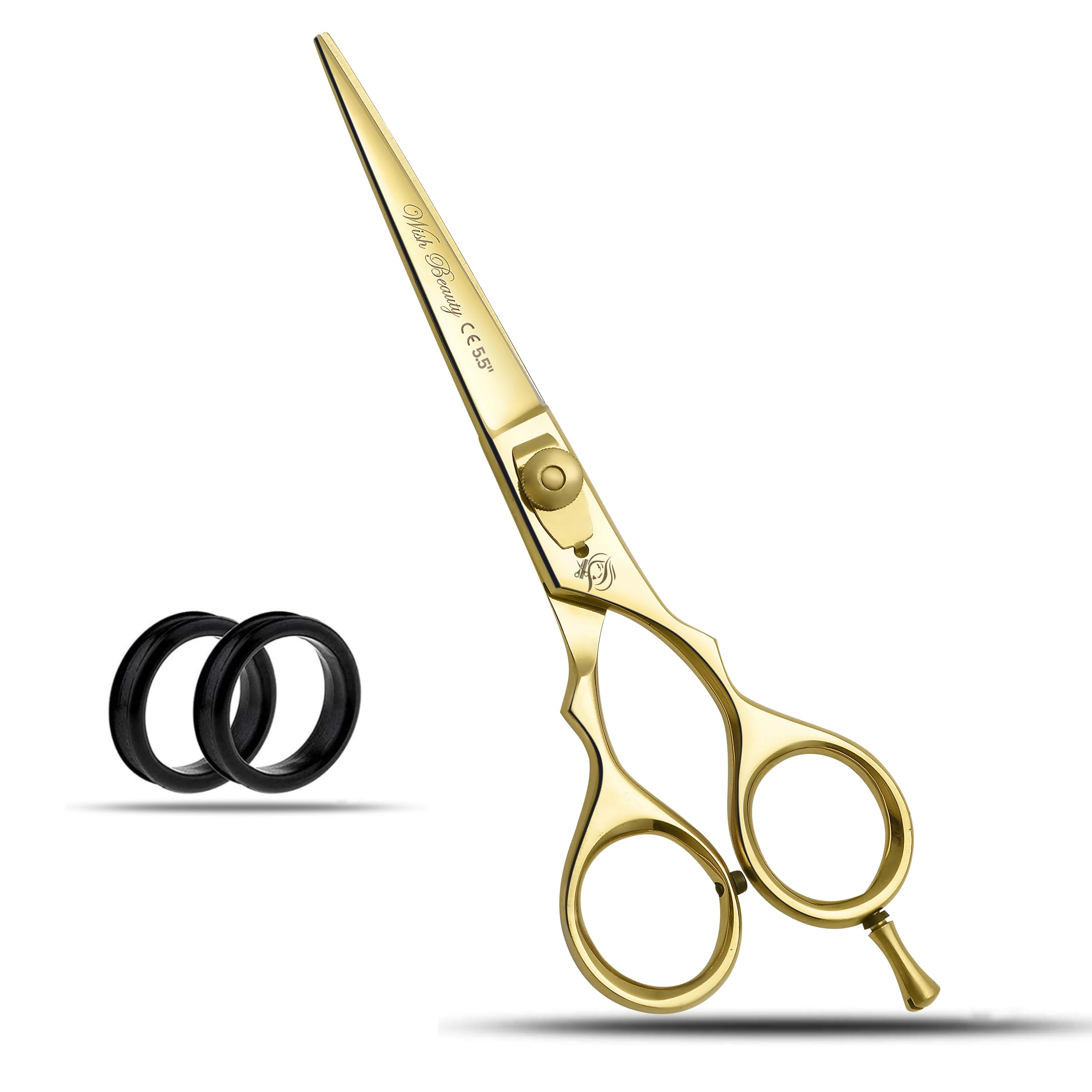 Wishbeauty 5.5" Professional Hair Dressing Scissor, Stainless Steel Gold Hair Cutting Shear, Salon Barber Scissors Suitable for Both Men | Women - Hair Dressing