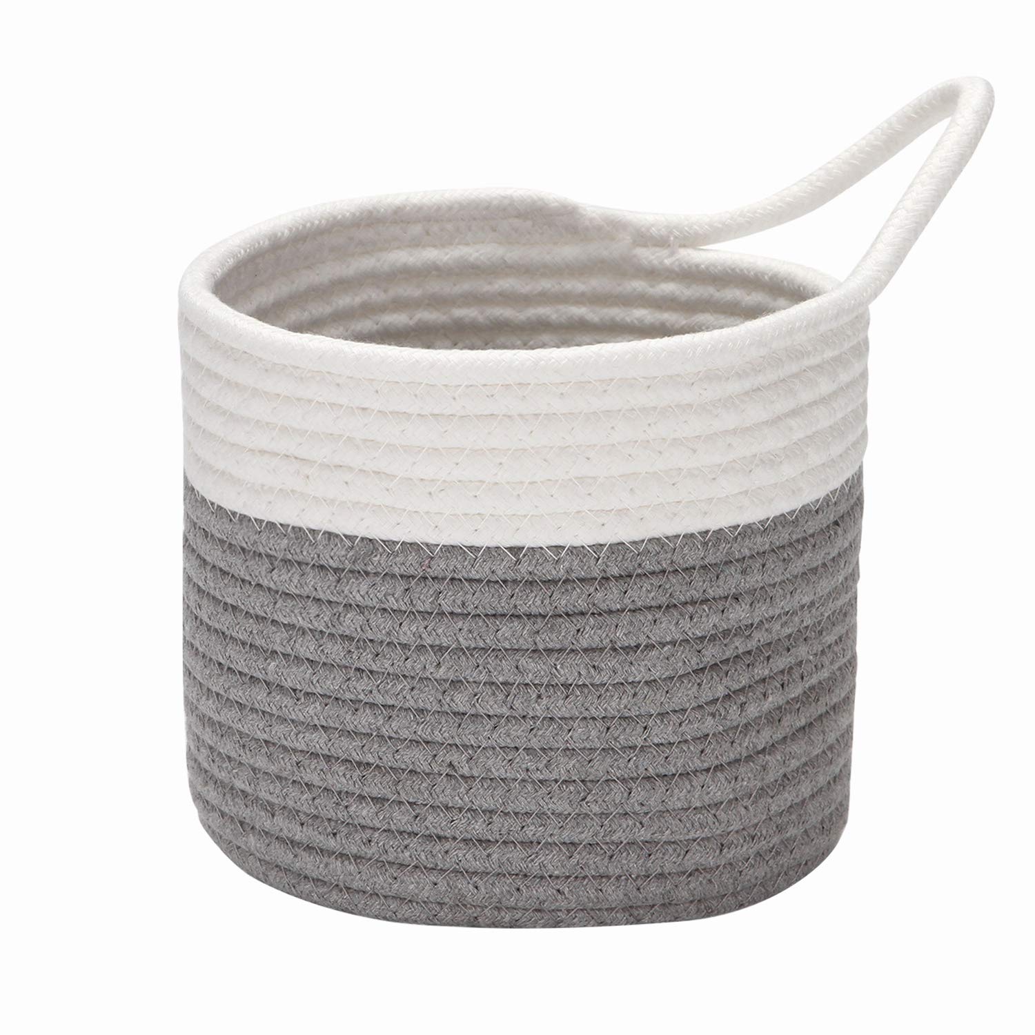 Pack Hanging Baskets Cotton Rope Small Woven Storage Basket 6.7 Inch Hanging Bag for Bike, Fabric Planter, Pot, Wall, Organizer Door for Keys, Wallets, Sunglasses