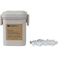 K ROCKSHEAT Ceramic Pie Weights, Baking Beads Pie Crust Weights, Natural baking beans with Wheat Straw Container (2.2Lb | 100