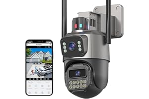 GUOANVISION 4K Security Camera Outdoor,Dual Lens Outdoor Cameras for Home Security,360 PTZ Outside WiFi Camera,Auto Tracking& Detection, 2-Way Audio,Night Vision,SD/Cloud Storage, No Month Fee,Corded Power