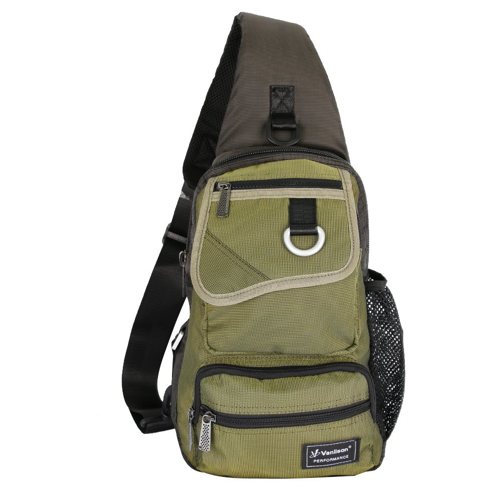 Vanlison Sling Bag Chest Shoulder Backpack Crossbody Multipurpose Daypack For Men Women Green