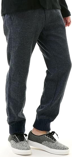 Amazon ネイビー L ウールパンツ メンズ ウール リブニット スラックス スリム メンズウールパンツ アンクルパンツ 秋 冬 Bkb ロングパンツ 通販