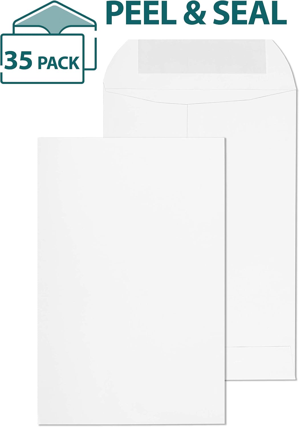 EnDoc 10x13 Open End Self Seal Envelopes - Bright White 28lb Heavyweight Paper 10 x 13 Inches Envelope for Home, Mailing Documents, Office, Business, Legal or School - 35 Pack : Office Products