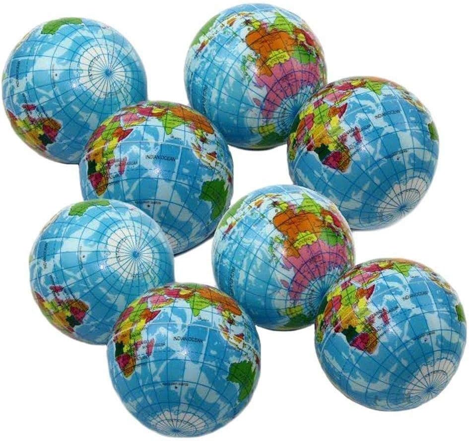SHATCHI 1pc-24pcs 7cm World Map Earth Globe Stress Relief Ball Ideal for ADHD & Autism Foam Squeeze Squishy Bag Fillers Education Toys, Blue, 24pcs - Image 5