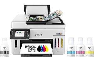 Canon Megatank GX6120 Wireless All-in-One Printer, Print, Scan and Copy, with 2.7" LCD Touch Screen and Auto Document Feeder, White