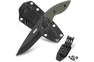 Omesio Fixed Blade Knife, 8.46" Full Tang EDC Horizontal Carry Knife for Men, Green Anti-Slip G10 Handle Sharp 5Cr13MoV Steel