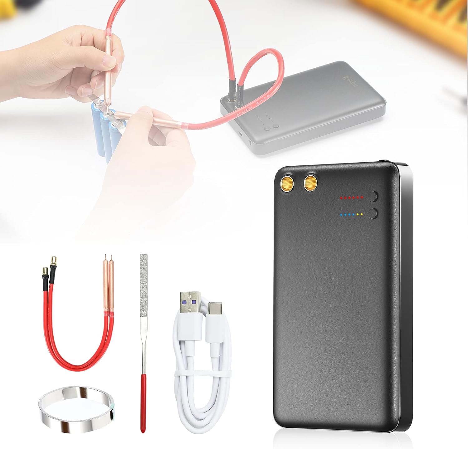 Mini Spot Welding Machine, Portable 6 Gears Adjustable 18650 Battery Spot Welder with USB-C Interface Quick-Release Pens - - 