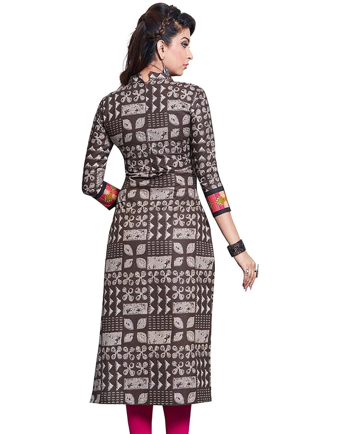 jevi prints women's unstitched kurti material (saheli-1625_brown_free size)