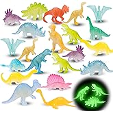 48Pcs Glow in Dark Mini Dinosaur Figures Kids Easter Egg Fillers Basket School Birthday Party Favors Supplies Dino Cupcake Toppers Pinata Goodie Bags Stuffers Classroom Prizes Carnival Bulk Toy Gift