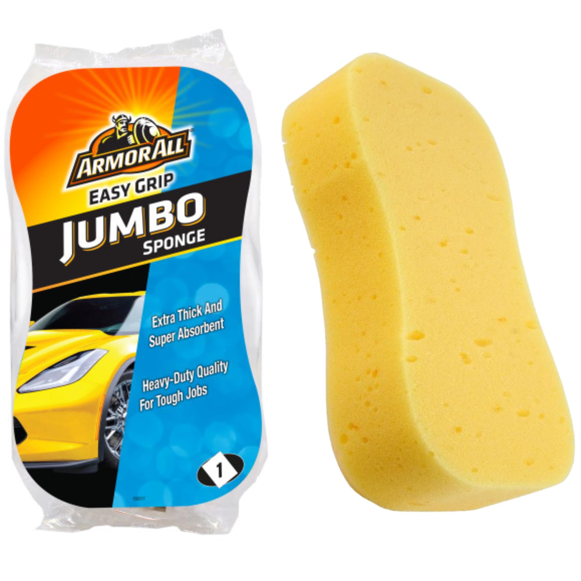 Armor All, Jumbo Cleaning Sponge, Car Accessories for Exterior Cleaning, Provides an Easy to Grip Shape and Thick Durable Material to Provide a Better Car Cleaning Experience, Ideal for Car Detailing