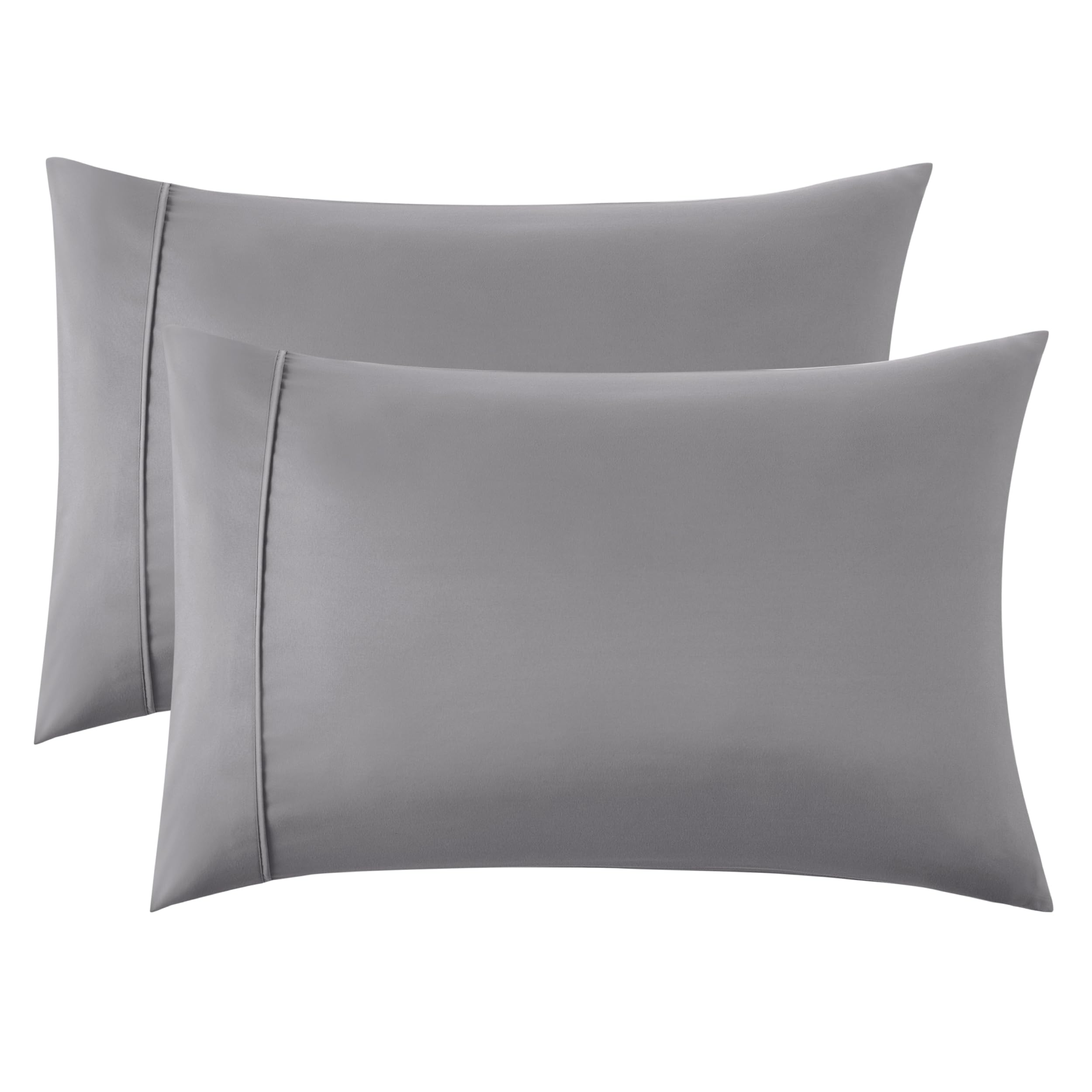 Bedsure Pillow Cases 2 Pack - Brushed Microfiber Pillowcases with Envelope Closure,50x75 cm Pillow Covers for Hair and Skin, Pillowcase Standard Size Set of 2, Gifts for Women, Grey