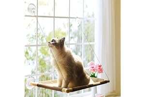 PETPAWJOY Cat Window Perch,Cat Hammock for Indoor/Outdoor Large Gats (Toile)