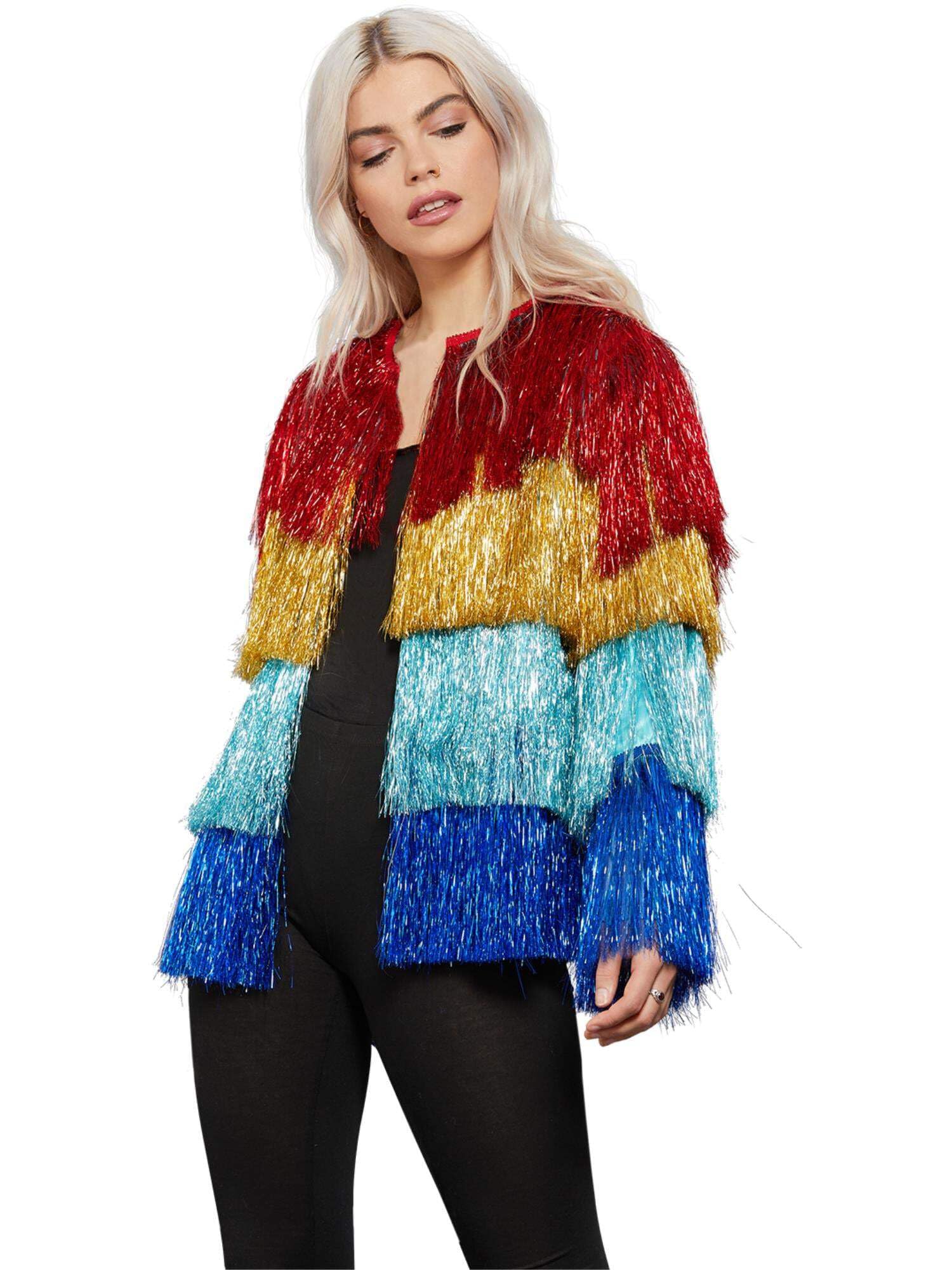 Smiffys Fever Tinsel Festival Jacket, Rainbow, Fever Fancy Dress, Fever Dress Up Accessories โ image 1