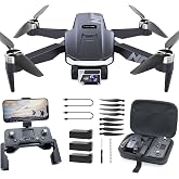 GPS Drone with 4K Camera for Adults, Foldable RC Quadcopter with 3 Batteries, Brushless Motors, Auto Return, Follow Me, Optical Flow, Under 249g for Beginners