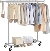 SONGMICS Clothes Rack on Wheels Heavy Duty 100 kg Extendable Rail 92-132 cm