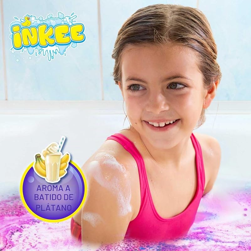 Bath Dust Galupy Mermaid, 16 sobres de Polvo de Sirena para la Bañera, Sales de Baño con Efecto Crepitante y Aroma a Batido de Plátano.