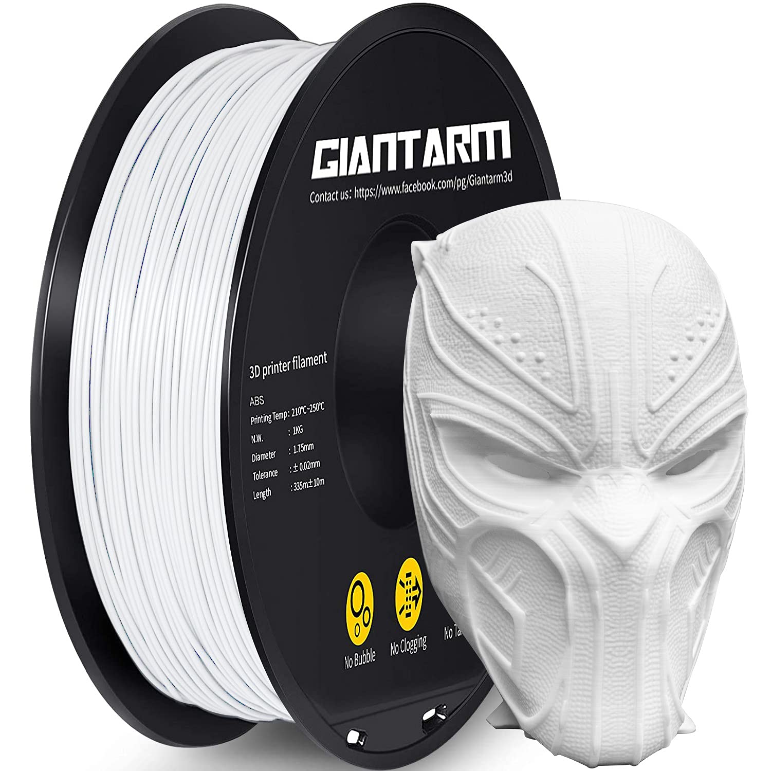 GIANTARM ABS Filament 1.75 mm 3D Filament 3D Printing Filament for 3D Printer White