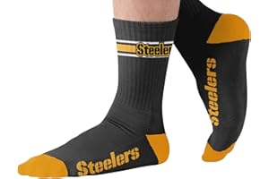 FOCO NFL Men's Official Primary Logo Wordmark Premium Crew Socks With Drawstring Ornament Bag