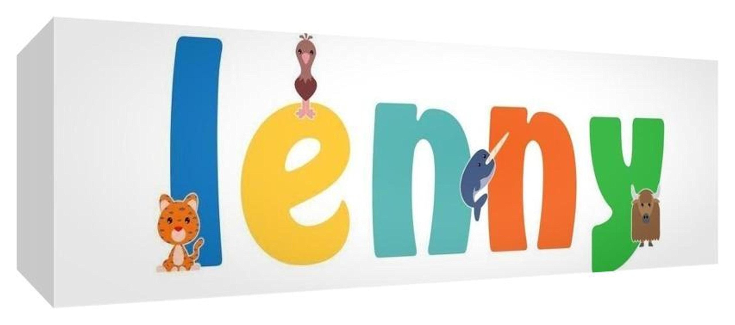 Little Helper Canvas Gallery Wrapped Box Example with Boy Lenny Name 30 x 84 x 3 cm Multi-Coloured with Front Panel Large