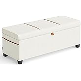 SONGMICS Storage Ottoman Bench, Storage Chest, 15.7 x 43.3 x 15.7 Inches, End of Bed Bench, 27 Gal. (103 L), for Bedroom, Entryway, Living Room, Cream White ULSF533W01