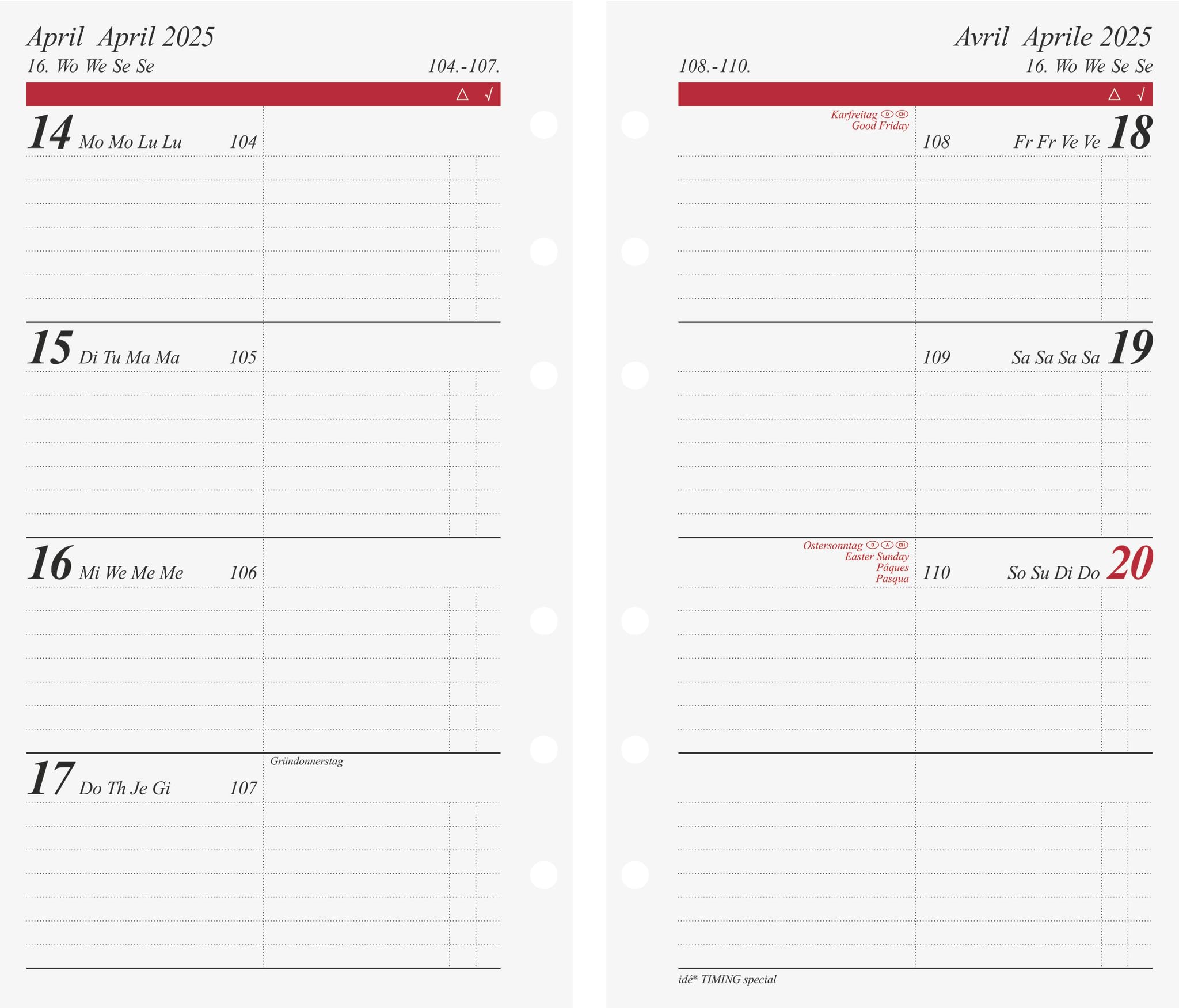 rido/idé Weekly Calendar Timing Special 2025 | A6