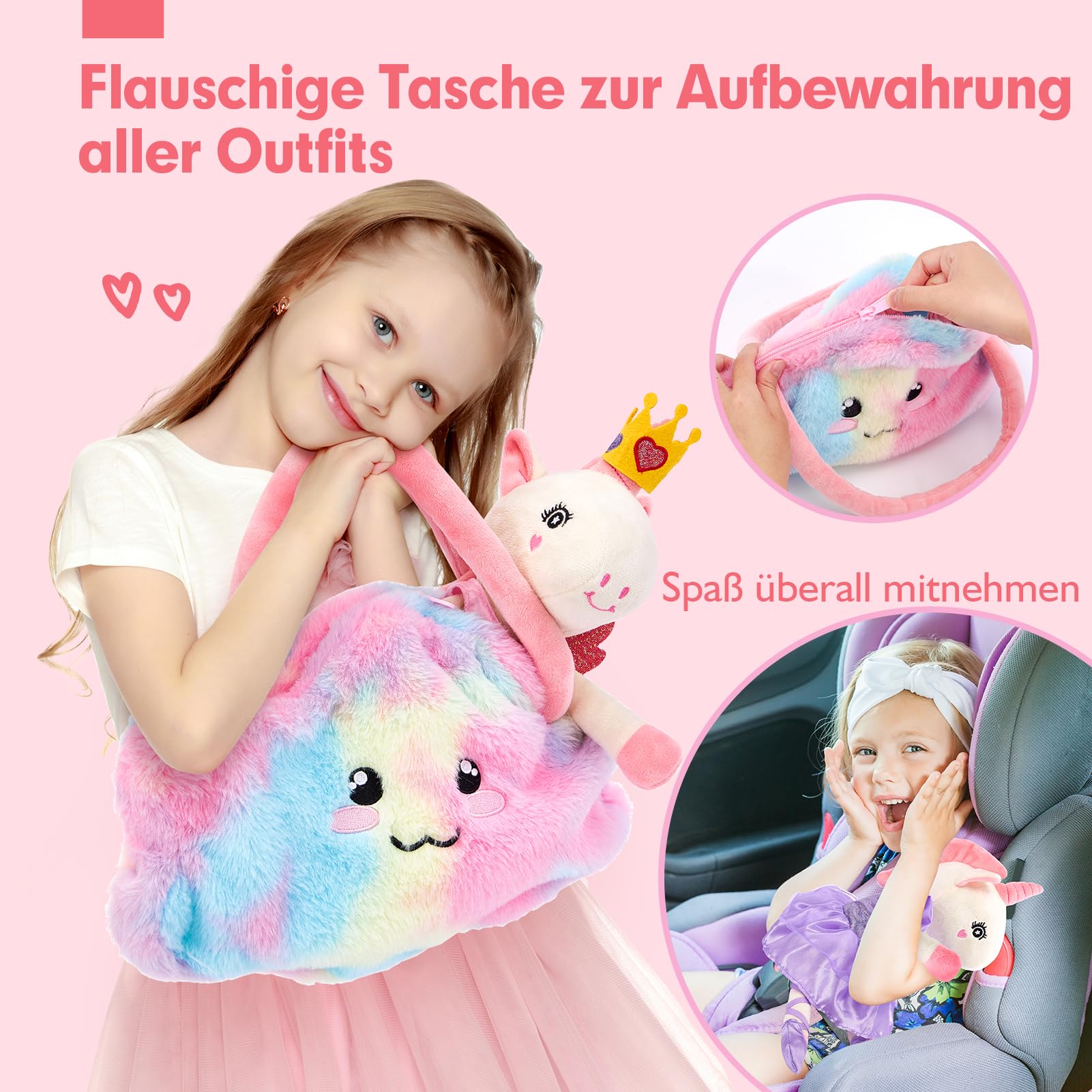hahaland Plüschtier Einhorn Spielzeug ab 3-8 Jahre,Weiche Ballett Unicorn Stoffpuppe Kuscheln,Einhorns Kuscheltier Set mit 3er-Kleidungsset zum Anziehen,Einhorn Ggeschenke für Mädchen 3 4 5 6 7 Jahre 6