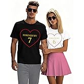 NEWKA Valentines Shirts for Couples Matching T-Shirt Love Hearts Letter Print Tee Tops