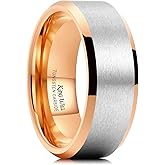King Will Tungsten Men's Wedding Ring - Available in 6mm to 10mm, Black/Silver, Matte Finish, Beveled Polished Edge, Comfort Fit