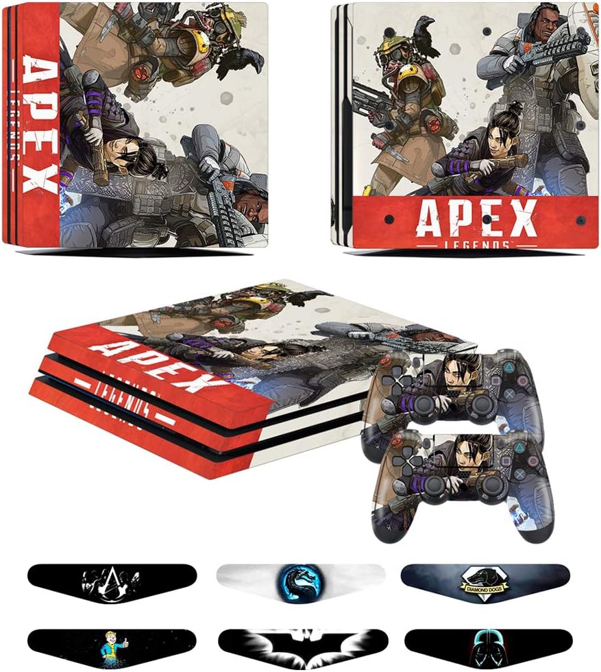 PS4 Pro Skins - Decals for PS4 Controller Playstation 4 Pro - Stickers Cover for PS4 Pro Controller Sony Playstation Four Pro Accessories with Dualshock 4 Two Controllers Skin - Apex