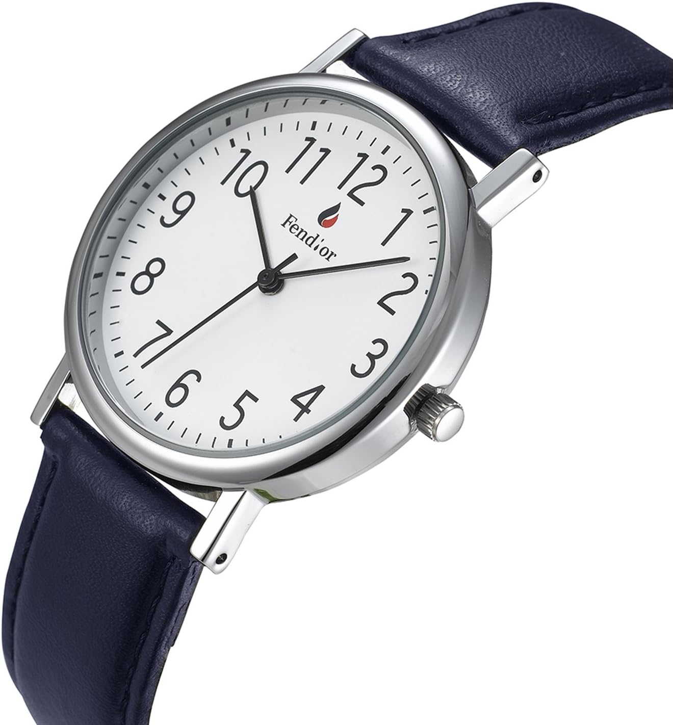 DMwatch Ladies Watch Blue Leather 32mm Black Watchband Dial Digital Quartz Watch 3ATM Waterproof Fashion Watches