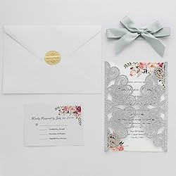 Kyutong 50Pcs Wedding Invitations with Envelopes